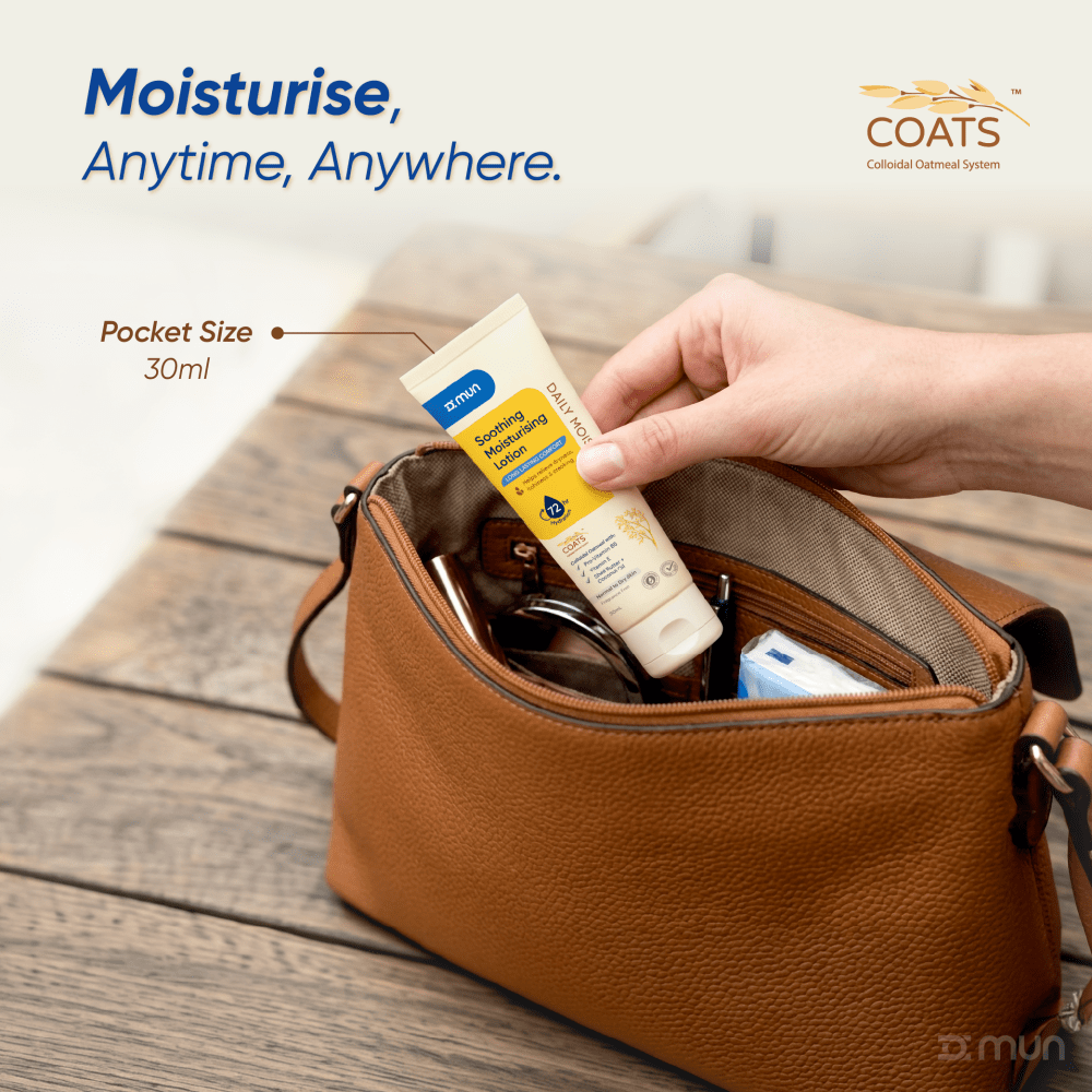 MUN COATS Daily Moisturiser in 30ml tube, shown with the product packaging and applicator for skincare moisturizing.