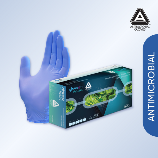 GloveON Protect Antimicrobial Nitrile Gloves – Blue (100 pcs)