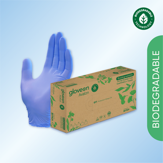 GloveON Avalon Biodegradable Nitrile Gloves – Blue (100 pcs)