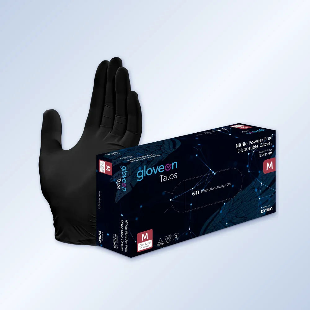 GloveON Talos Multipurpose Nitrile Gloves – Black (100 pcs)