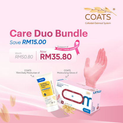 MUN Care Duo Bundle featuring pink nitrile gloves and daily moisturizer for hand protection and hydration.