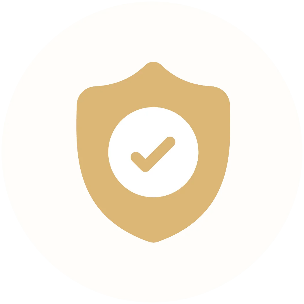 Gold shield with check mark symbolizing medical-grade glove protection