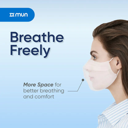 PrimeON Artemis 3-ply mask featuring high breathability for all-day clinical comfort.
Enhanced breathability profile of the PrimeON Artemis face mask, reducing moisture buildup during long hospital shifts.