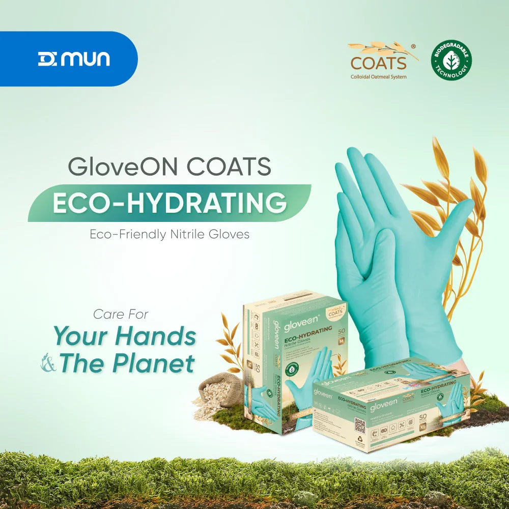 GloveON COATS Eco-Hydrating Nitrile Gloves – Turquoise (50 pcs)
