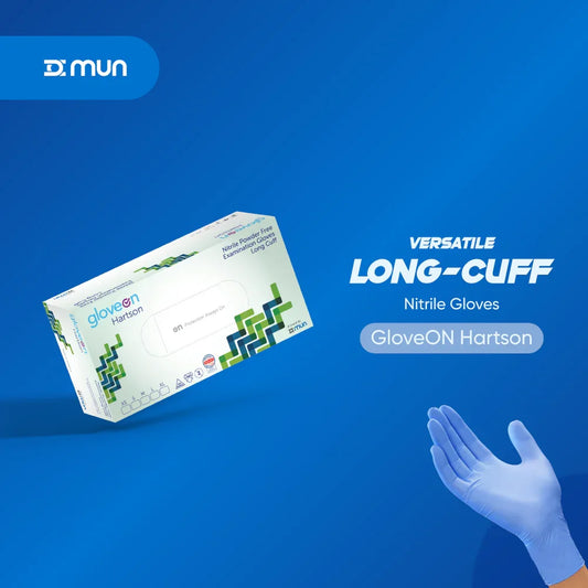 GloveON Hartson Long-Cuff Nitrile Exam Gloves – Aqua Blue (100 pcs)