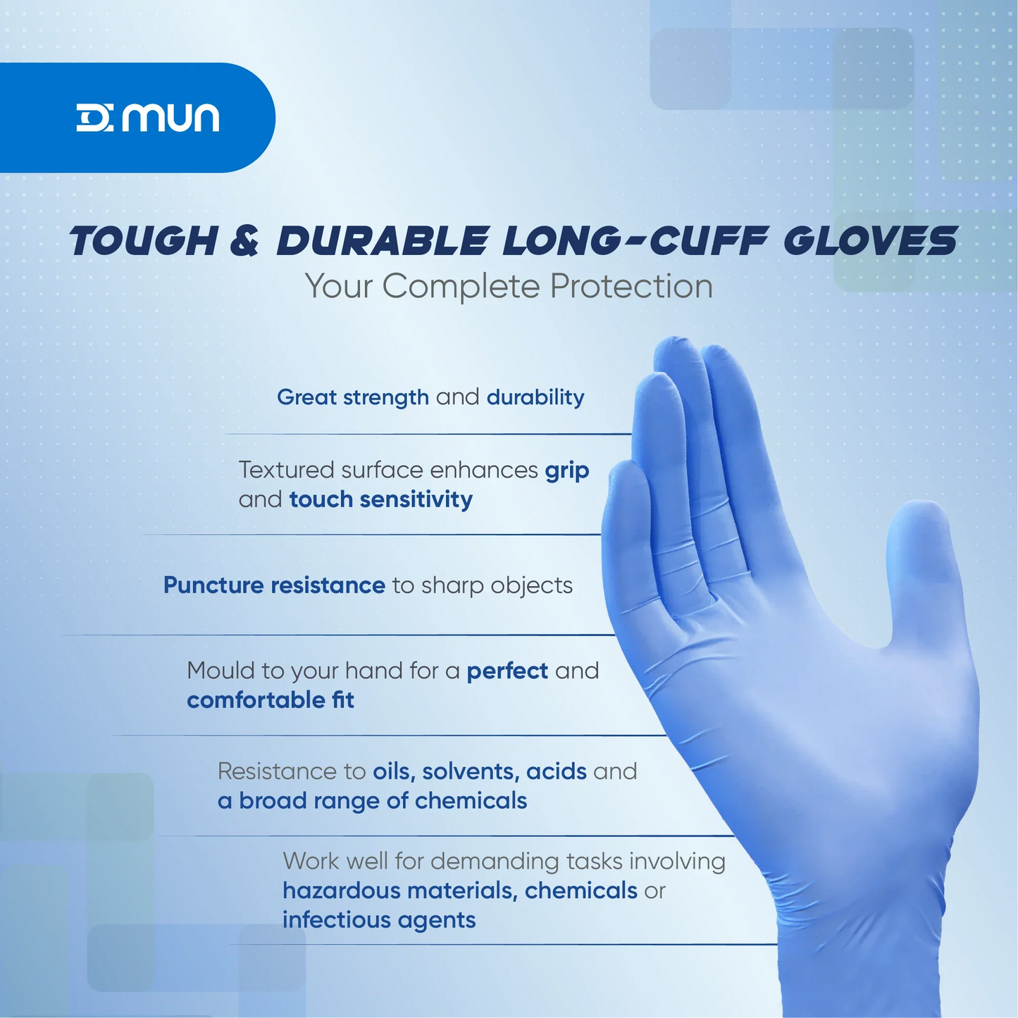 GloveON Hartson Long-Cuff Nitrile Exam Gloves – Aqua Blue (100 pcs)