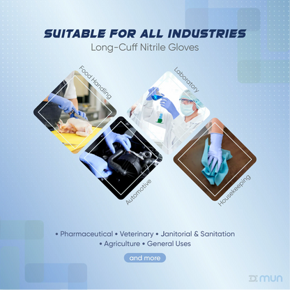 GloveON Hartson Long-Cuff Nitrile Exam Gloves – Aqua Blue (100 pcs)